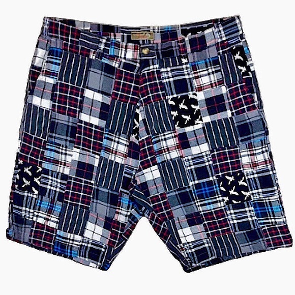 SIEGFRIED Men’s VINTAGE Patchwork Plaid Madras Flat Front Shorts Size 40 - Picture 5 of 5